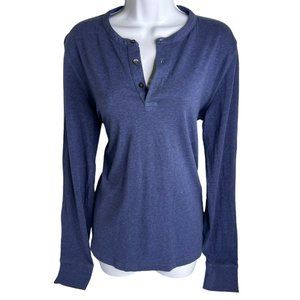 Banana Republic Ladies Blue Quarter Button Long Sleeve Top Size Small